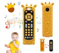 LEADSTAR Baby Remote Control Toy,Baby TV Remote Toy with Realistic Light and Sound,Baby Sensory Toys with Silicone Teether Cover,Infant Play Remote Musical Toys for 6 12 18 Months Boys Girls (A)