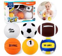 LEADSTAR Baby Sports Bath Toys, Mold Free Bath Toys for Kids & Toddlers with No Hole for Water- 6 Balls Sets for Little Hands,Safe Durable for Baby Tub Pool Fun for Boys Girls Ages 0 & Up