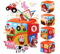 LEADSTAR Baby Toys 6 to12 Months,Montessori Sensory Learning Tissue Box Toy with Soft Crinkle & Farm Animals,Infant Educational Interactive Toys for 1 Year Old Baby Boys Girls Gifts