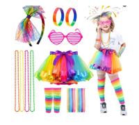 LEADSTAR Dress Up for Girls, Retro Costume Outfits Accessories Set for Girls Age 3 to 12,11Pcs Kids Fancy Dress Includes Tutu Skirt for Kids & Toddlers Birthday/Cosplay/Hallween Party