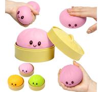 LEADSTAR Dumpling Squishies, Glitter Dumpling Mystery Box, Colorful Dumplings with Steamer Stress Relief Fidget Sensory Toy, Soft Squeeze Decompression Dough Toy for Adult Boys and Girls
