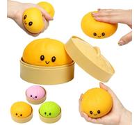LEADSTAR Dumpling Squishies, Glitter Dumpling Mystery Box, Colorful Dumplings with Steamer Stress Relief Fidget Sensory Toy, Soft Squeeze Decompression Dough Toy for Adult Boys and Girls