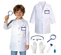 LEADSTAR Lab Coat for Kids, 7 PCS Children Doctor/Scientist Costume Lab Coat Doctor Pretend Play for Boys Girls, Halloween/Christmas Dress Up Cosplay Toys For Boys Girls 3-11 Years (S)