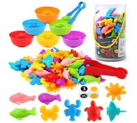 LEADSTAR Montessori Colour Sorting Toys for Toddlers, 56 PCS Rainbow Counting Toys Matching Games Toy for 3 Year Old, Montessori Math Fine Motor Skills Game Educational Toy for 3 4 5 Years Old