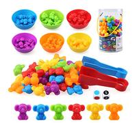 LEADSTAR Montessori Counting Toys Color Sorting Toy for Toddlers, 58pcs Easter Rainbow Counting Toy for 3 Year Old, Montessori Sorting Math Skills Educational Toys Easter Gifts for 3 4 5 6 Years Old