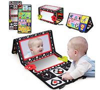 LEADSTAR Tummy Time Mirror Toys,Baby Floor Mirror Foldable Black and White Sensory Toy,High Contrast Patterns Developmental Montessori Crawling Toy for Newborn Infant Toddler 0 3 6 12 Months Gift
