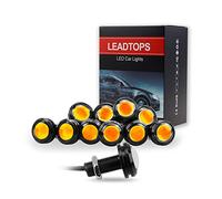 LEADTOPS 10Pcs 18mm 12V Eagle Eye LED Car Fog DRL Daytime Running Light Backup Turn Signal Reverse Tail Marker Rock Lights Round Mini Small bulb for Car,Truck,Trailer (Yellow, Black Case)