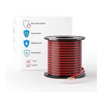 LEADTOPS 14 AWG 100FT Copper Clad Aluminum Wire 14 Gauge Red/Black 2x2mm² 14/2 2 Extension Cord 12/24V DC for Speaker,LED strip,Automotive,RC
