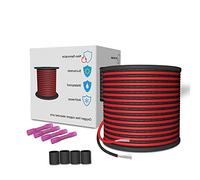 LEADTOPS 30M Extension Cable Wire Cord 20AWG 2x 0.5mm² 100FT 2 Conductors 20 Guage Electric Red&Black Wire Stranded Tinned Copper for 12V DC 3528 5050 2835 Single Colour LED Strip/Bulbs/Lamps