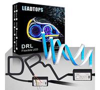 LEADTOPS LED Daytime Running light Turn Signal Bulb 24In Switchback Sequential Headlight DRL Strip Flexible Tube Dual Color White Amber/Yellow Angle Eye Neon for Car Motorcyle 2-Pack