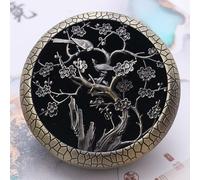 Leadwider Green Copper Incense Holder with Cherry Blossom Design, Traditional Chinese Zen Pattern, Metal Coil Burner - Plum