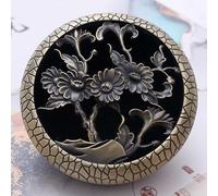 Leadwider Green Copper Incense Holder with Cherry Blossom Design, Traditional Chinese Zen Pattern, Metal Coil Burner -Chrysanthemum