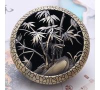 Leadwider Green Copper Incense Holder with Cherry Blossom Design, Traditional Chinese Zen Pattern, Metal Coil Burner - Bamboo