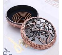 Leadwider Red Copper Incense Holder with Cherry Blossom Design, Traditional Chinese Zen Pattern, Metal Coil Burner - Plum
