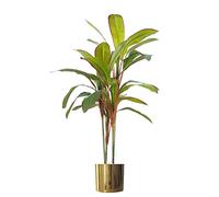 Leaf 100cm Artificial Realistic Dracaena Tropical Plant with Gold Metal Planter