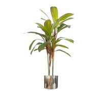 Leaf 100Cm Artificial Realistic Dracaena Tropical Plant With Silver Metal Plater