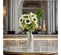 Leaf 100cm White Artificial Sunflower Arrangement Glass Vase Premium Leaf White