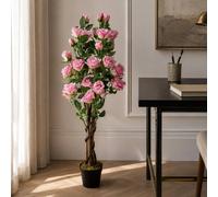 Leaf 105cm Artificial Pink Rose Tree Premium Leaf Pink