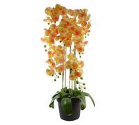 Leaf 110Cm Large Yellow Peach Orchid Plant - Artifcial - 41 Real Touch Flowers