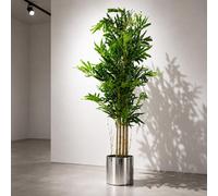 Leaf Design UK Artificial Tropical Plants and Trees, Bamboo Natural Silver, 120cm