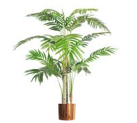 Leaf 120cm (4ft) Premium Artificial Areca Palm with pot with Copper Metal Planter - 120cm - Copper/Green - 120cm