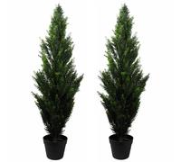 Leaf Design 120cm Pair of Artificial UV Resistant Cedar Cypress Topiary