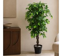 Leaf 120cm Artificial Ficus Tree & Plant Large Bushy Shape in Green Leaf Green