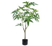 Leaf 120cm Artificial Money Plant Pachira Realistic Faux Tree in Green Leaf Green