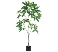 Leaf 120cm Artificial Money Tree Pachira Realistic Faux Tree in Green Leaf Green