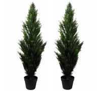 Leaf 120Cm Pair Of Artificial Cedar Cypress Topiary Uv Resistant