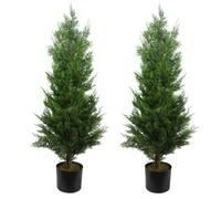 Leaf 120Cm Pair Of Artificial Cypress Cedar Topiary