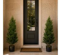 Leaf 120cm Pair of Artificial Cypress Topiary Premium in Green Leaf Green