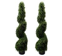 Leaf 120Cm Pair Of Spiral Buxus Artificial Tree Uv Resistant Outdoor