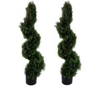 Leaf 120Cm Pair Of Spiral Cedar Tree Artificial Topiary