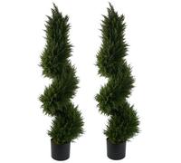 Leaf 120Cm Pair Of Spiral Cypress Tree Artificial Topiary