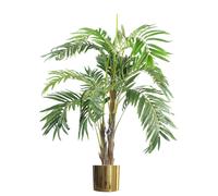 Leaf 120cm Premium Artificial palm tree with pot with Gold Metal Planter - 120cm - Gold/Green - 120cm