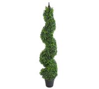 Leaf 120cm Tall Artificial Boxwood Tower Tree Topiary Spiral Metal Top in Green Leaf Green