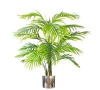 Leaf 130cm Artificial Areca Palm Tree Realistic With Silver Planter in Green Leaf Green