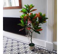 Leaf 130cm Artificial Codiaeum Multicoloured Tree in Green Leaf Green