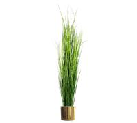 Leaf 130cm Artificial Extra Large Grass Plant with Gold Metal Planter in Green Leaf Green