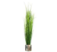 Artificial Extra Large Grass Plant Silver Metal Plater - Green