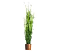 Leaf 130cm Artificial Onion Grass Plant with Copper Metal Plater in Green Leaf Green