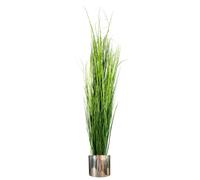Leaf 130cm Artificial Onion Grass Plant with Silver Metal Plater in Green Leaf Green