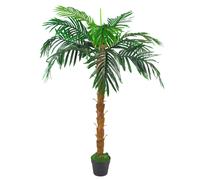 Leaf 130cm Artificial Princess Palm Tree Natural Trunk in Green Leaf Green