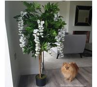 Leaf 130Cm Luxury Artificial Wisteria Tree White Flowers Premium Range