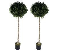 Leaf 140Cm Pair Of Buxus Ball Artificial Tree Uv Resistant Outdoor Topiary, Green