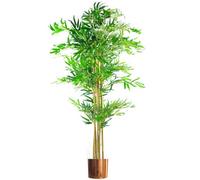 Leaf 150Cm (5Ft) Realistic Artificial Bamboo Plants Trees - Xl With Copper Metal Planter