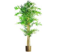 Leaf 150Cm (5Ft) Realistic Artificial Bamboo Plants Trees - Xl With Gold Metal Planter