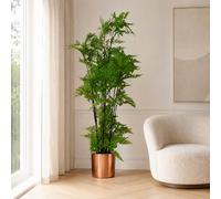 Leaf 150cm Artificial Extra Fern Foliage Plant with Copper Metal Plater in Green Leaf Green