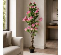 Leaf 150Cm Artificial Pink Rose Tree Premium